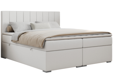 Łóżko kontynentalne ALLY 120x200 - H3 - biały, ekoskóra