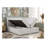 Łóżko kontynentalne ALLY 140x200 - H3 - biały, ekoskóra