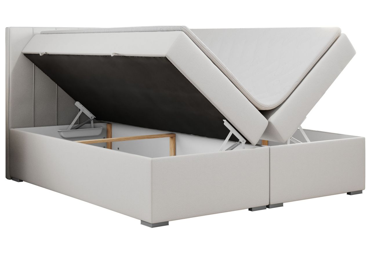 Łóżko kontynentalne ALLY 140x200 - H3 - biały, ekoskóra