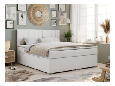 Łóżko kontynentalne ALLY 180x200 - H3 - biały, ekoskóra