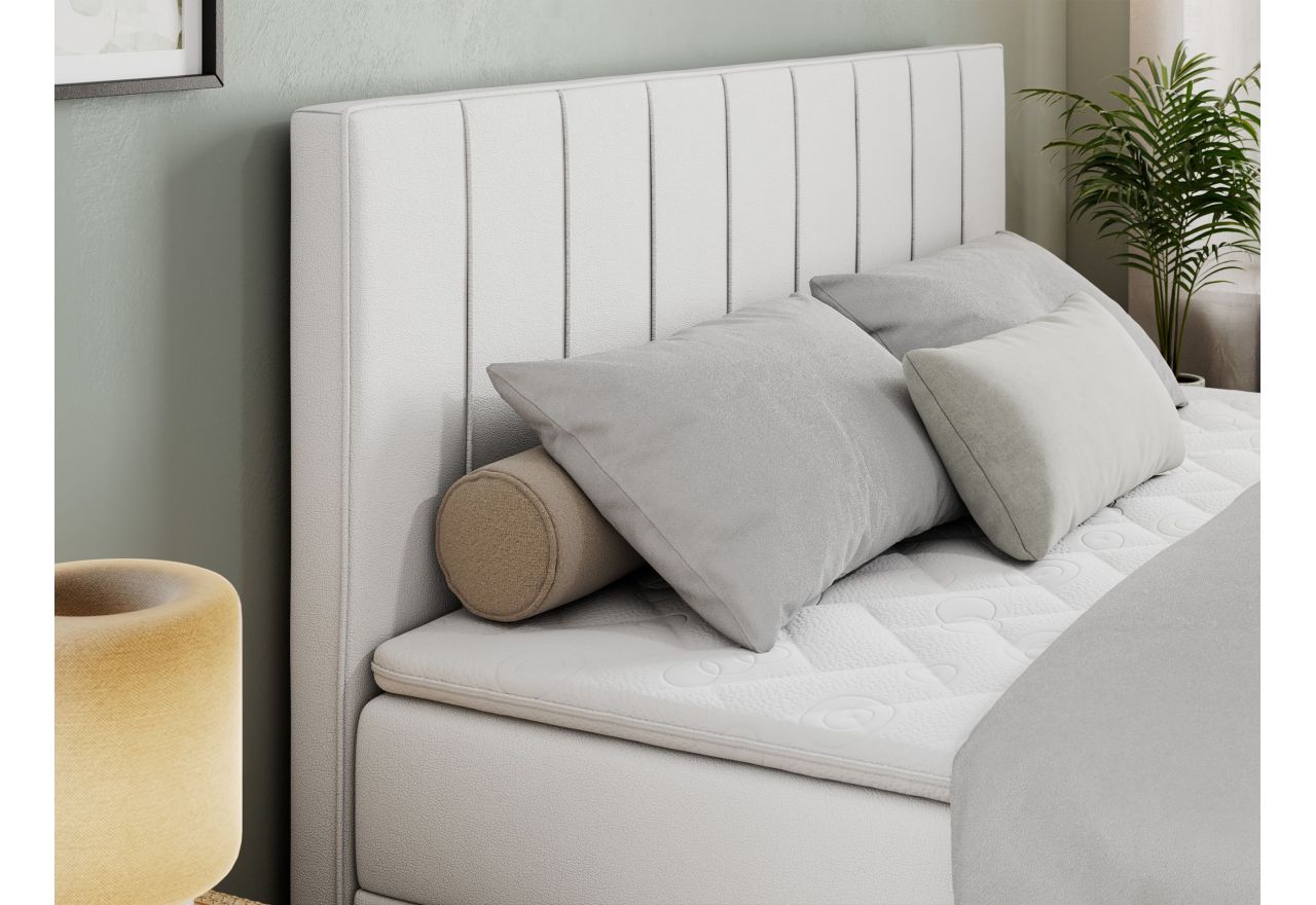 Łóżko kontynentalne ALLY 180x200 - H3 - biały, ekoskóra