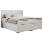 Łóżko kontynentalne ALLY 200x200 - H3 - biały, ekoskóra