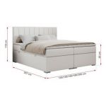 Łóżko kontynentalne ALLY 180x200 - H4 - biały, ekoskóra