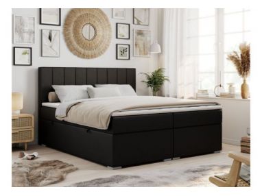 Łóżko kontynentalne ALLY 180x200 - H3 - czarny, ekoskóra