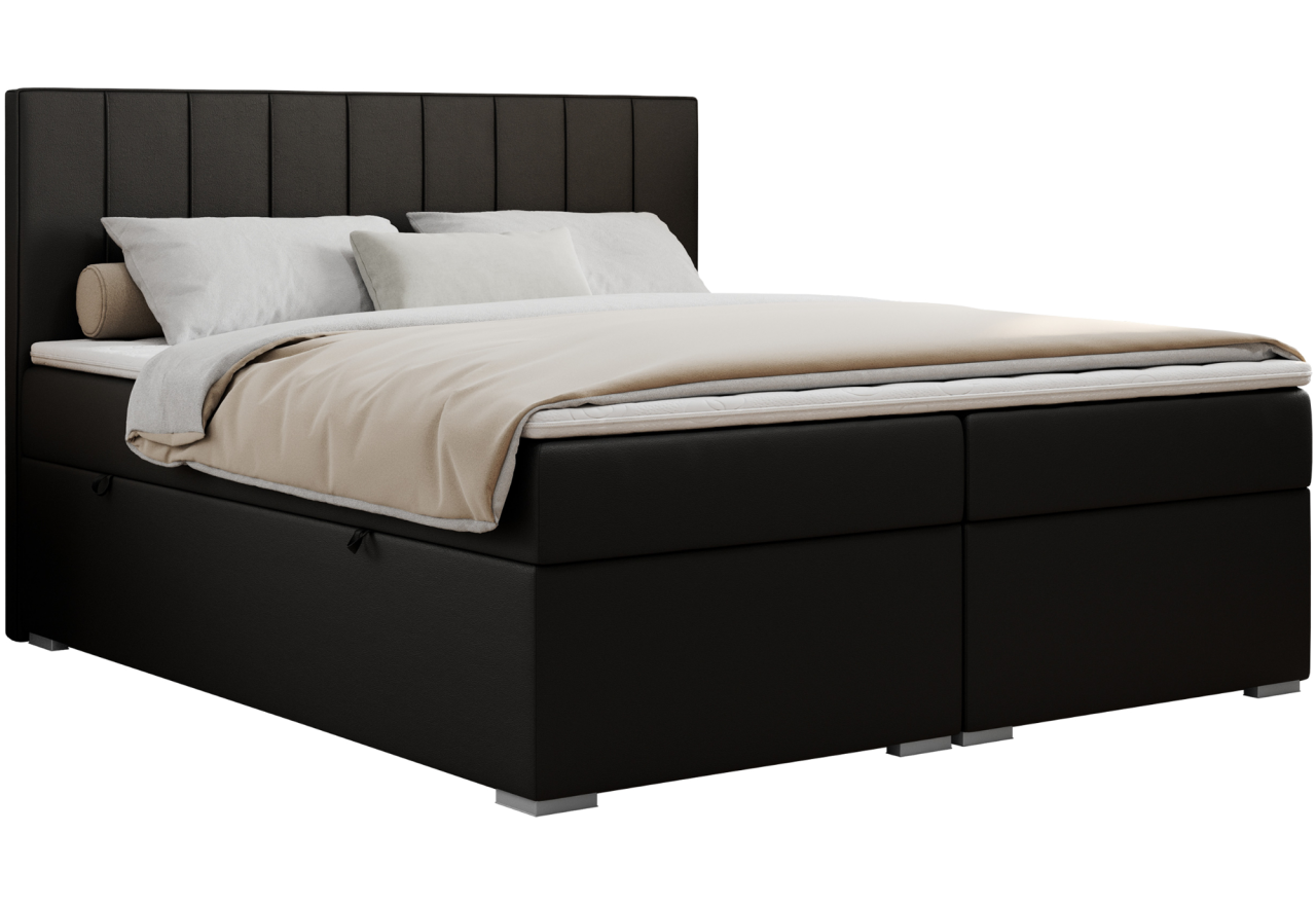 Łóżko kontynentalne ALLY 200x200 - H3 - czarny, ekoskóra