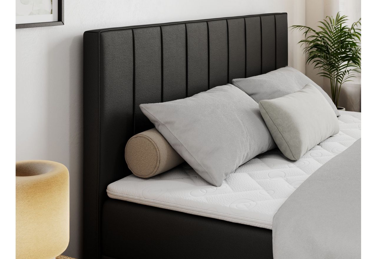 Łóżko kontynentalne ALLY 200x200 - H3 - czarny, ekoskóra