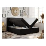 Łóżko kontynentalne ALLY 180x200 - H4 - czarny, ekoskóra