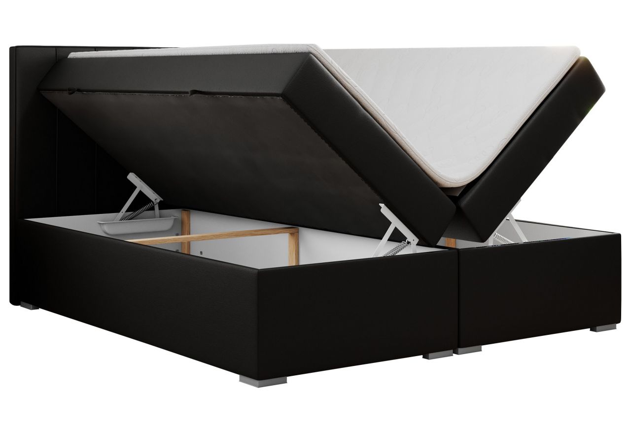 Łóżko kontynentalne ALLY 180x200 - H4 - czarny, ekoskóra