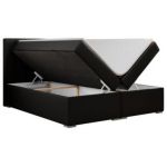 Łóżko kontynentalne ALLY 200x200 - H4 - czarny, ekoskóra