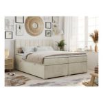 Łóżko kontynentalne ALLY 140x200 - H3 - beżowy, welwet