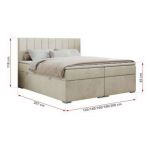 Łóżko kontynentalne ALLY 140x200 - H3 - beżowy, welwet