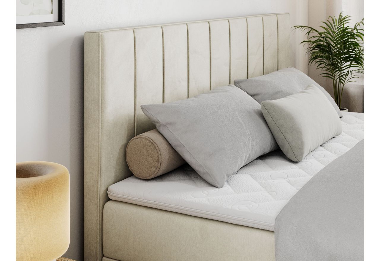 Łóżko kontynentalne ALLY 160x200 - H3 - beżowy, welwet