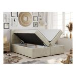 Łóżko kontynentalne ALLY 120x200 - H4 - beżowy, welwet