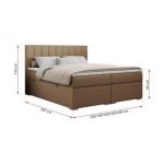 Łóżko kontynentalne ALLY 120x200 - H3 - brązowy, ekoskóra