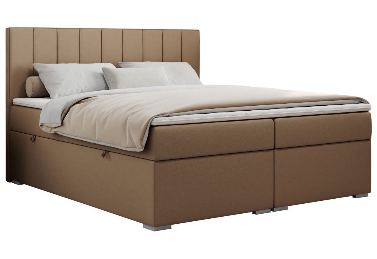 Łóżko kontynentalne ALLY 120x200 - H3 - brązowy, ekoskóra