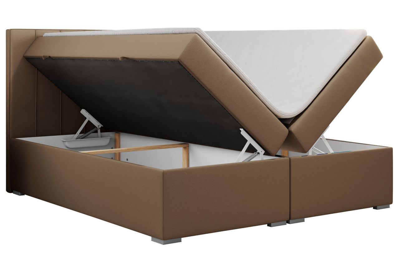 Łóżko kontynentalne ALLY 120x200 - H3 - brązowy, ekoskóra