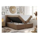 Łóżko kontynentalne ALLY 200x200 - H3 - brązowy, ekoskóra