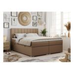 Łóżko kontynentalne ALLY 120x200 - H4 - brązowy, ekoskóra