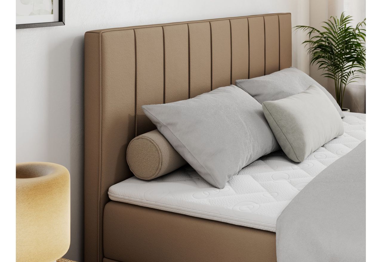 Łóżko kontynentalne ALLY 160x200 - H4 - brązowy, ekoskóra