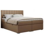 Łóżko kontynentalne ALLY 160x200 - H4 - brązowy, ekoskóra