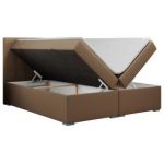 Łóżko kontynentalne ALLY 160x200 - H4 - brązowy, ekoskóra