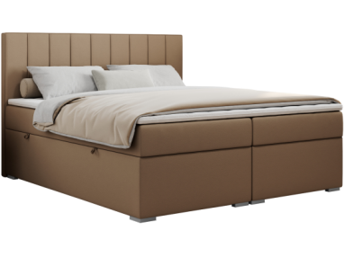 Łóżko kontynentalne ALLY 200x200 - H4 - brązowy, ekoskóra