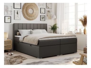 Łóżko kontynentalne ALLY 160x200 - H4 - ciemnoszary, ekoskóra