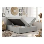 Łóżko kontynentalne ALLY 160x200 - H3 - jasnoszary, struktura