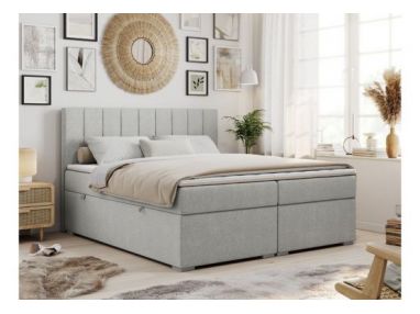 Łóżko kontynentalne ALLY 200x200 - H3 - jasnoszary, struktura