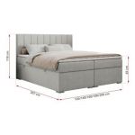 Łóżko kontynentalne ALLY 200x200 - H3 - jasnoszary, struktura