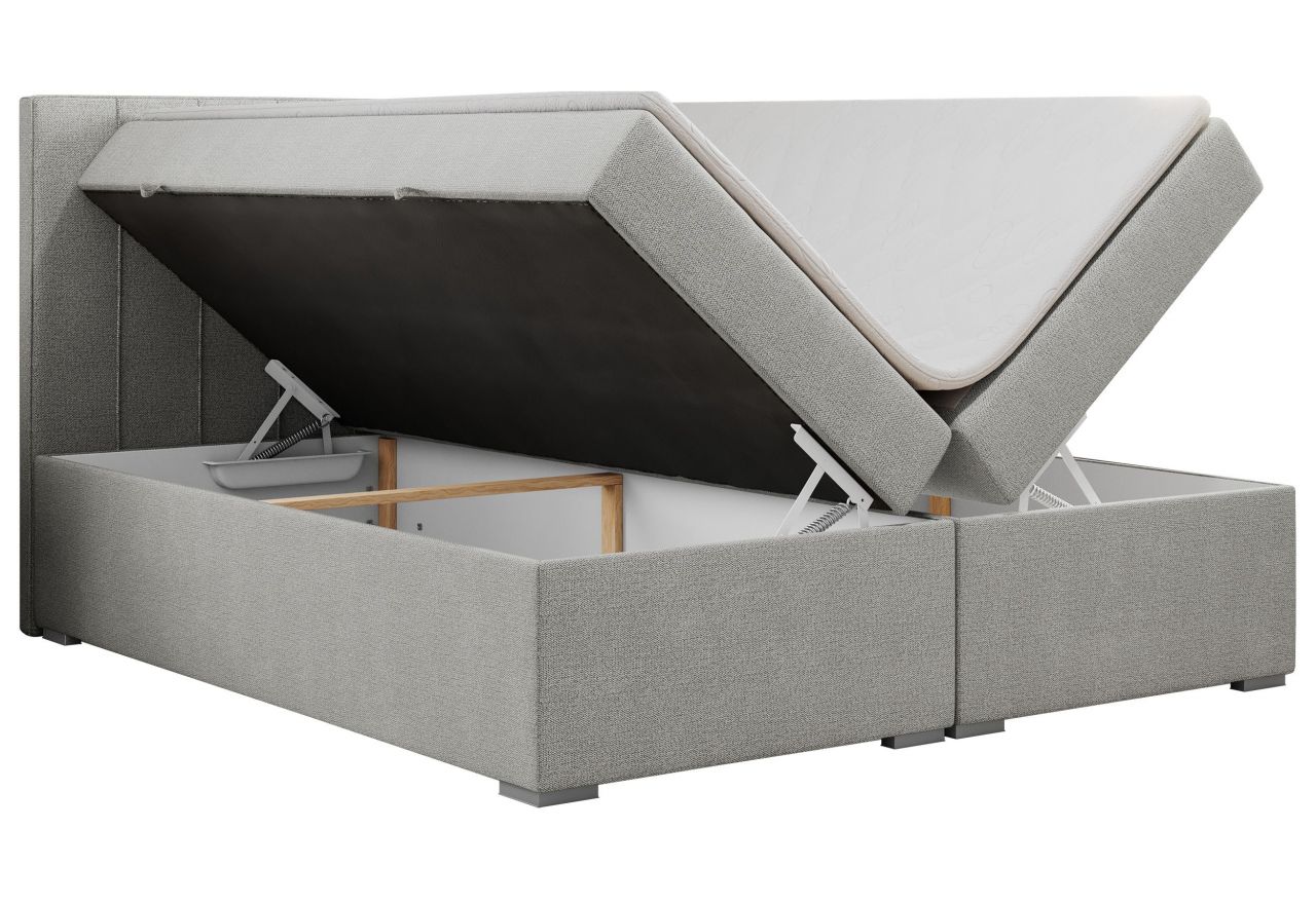 Łóżko kontynentalne ALLY 200x200 - H3 - jasnoszary, struktura