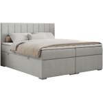 Łóżko kontynentalne ALLY 200x200 - H4 - jasnoszary, struktura