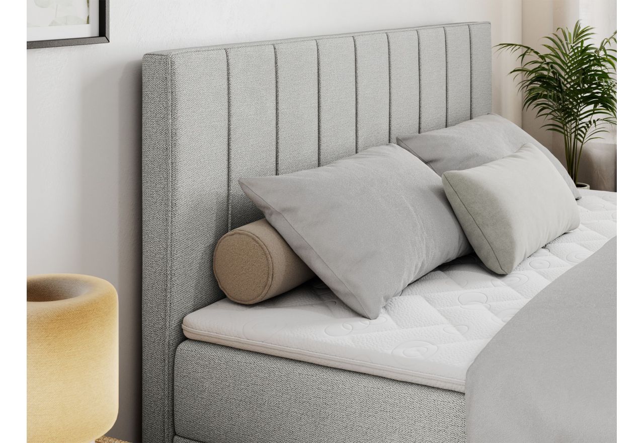 Łóżko kontynentalne ALLY 200x200 - H4 - jasnoszary, struktura