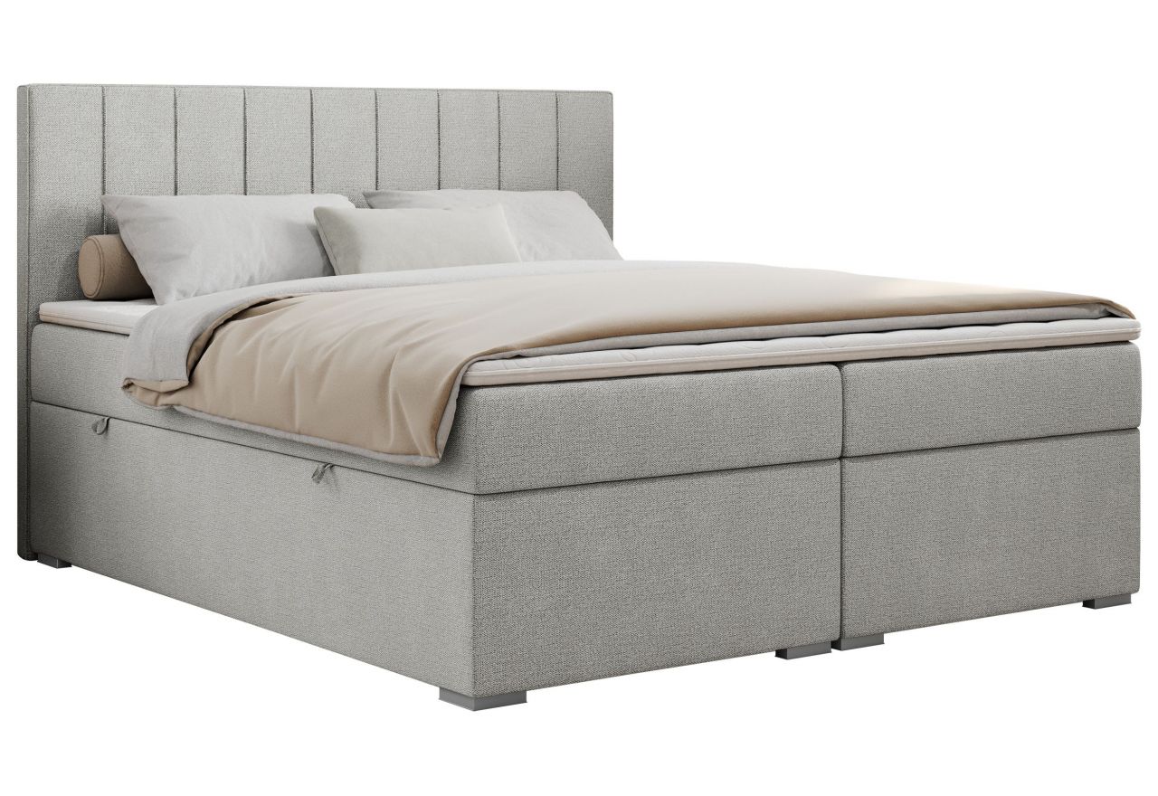 Łóżko kontynentalne ALLY 200x200 - H4 - jasnoszary, struktura