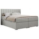 Łóżko kontynentalne ALLY 200x200 - H4 - jasnoszary, struktura