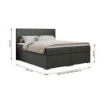 Łóżko kontynentalne ALLY 120x200 - H3 - ciemnoszary, struktura