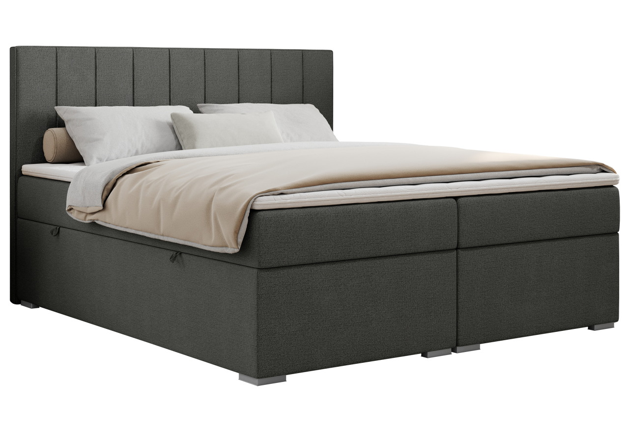 Łóżko kontynentalne ALLY 140x200 - H4 - ciemnoszary, struktura