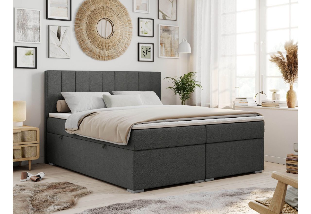 Łóżko kontynentalne ALLY 160x200 - H4 - ciemnoszary, struktura