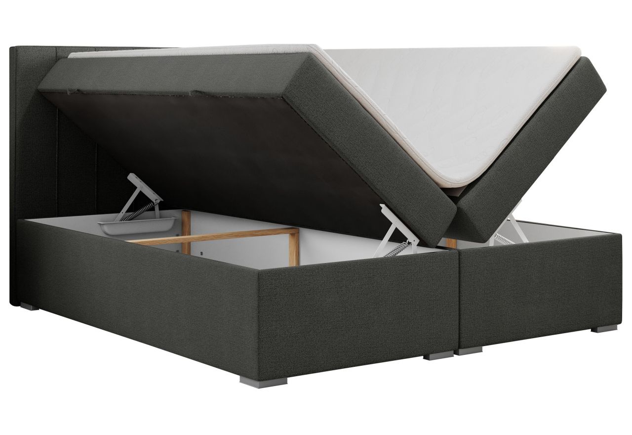 Łóżko kontynentalne ALLY 200x200 - H4 - ciemnoszary, struktura
