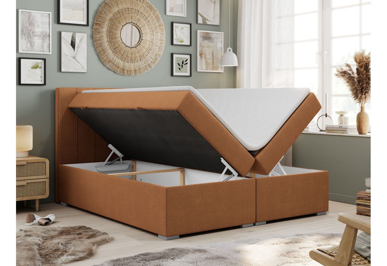 Łóżko kontynentalne ALLY 120x200 - H4 - pomarańczowy, struktura