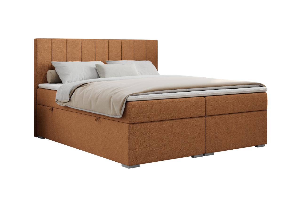 Łóżko kontynentalne ALLY 140x200 - H4 - pomarańczowy, struktura