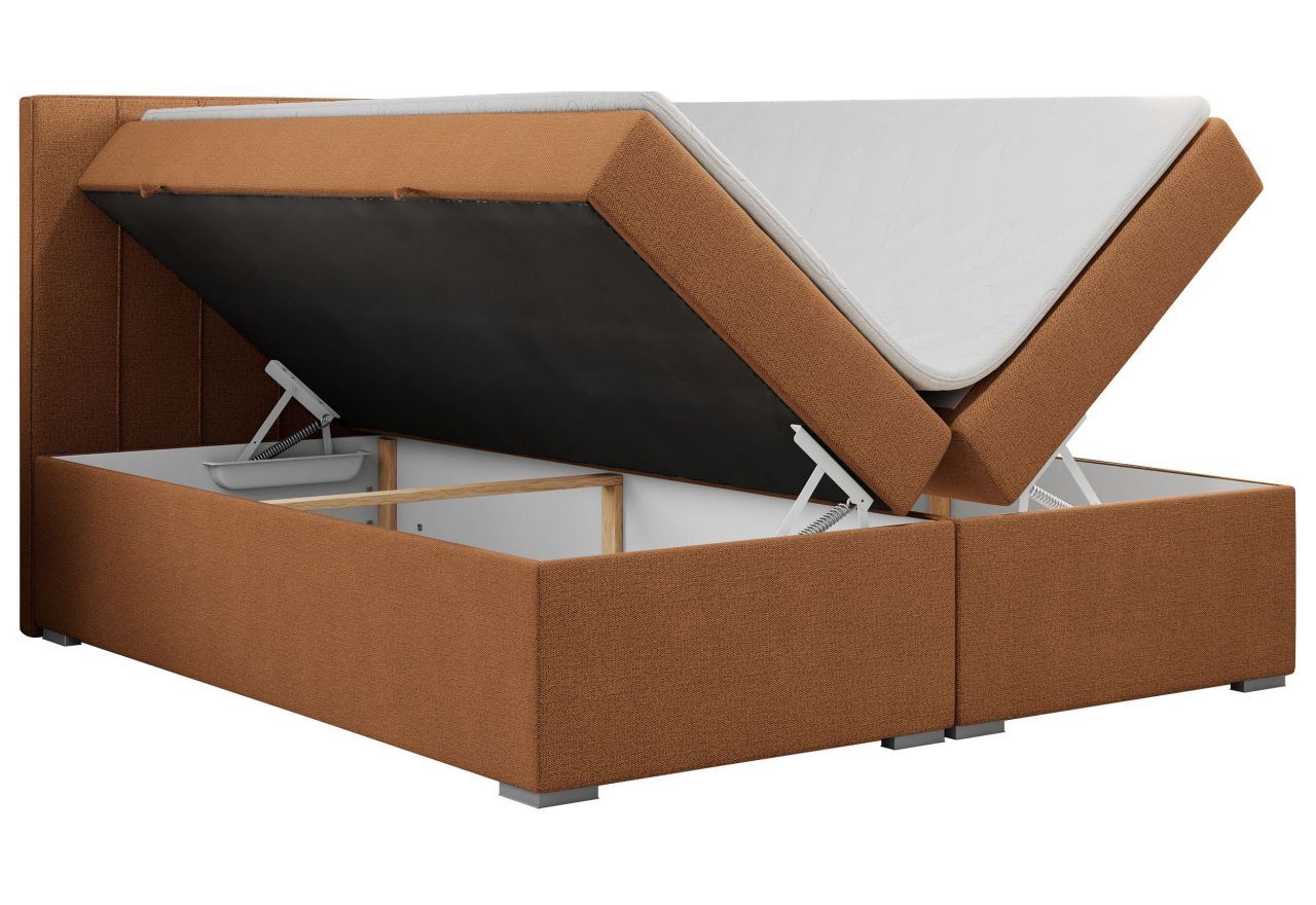 Łóżko kontynentalne ALLY 200x200 - H4 - pomarańczowy, struktura