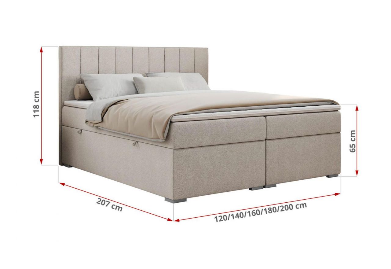 Łóżko kontynentalne ALLY 120x200 - H3 - beżowy, struktura