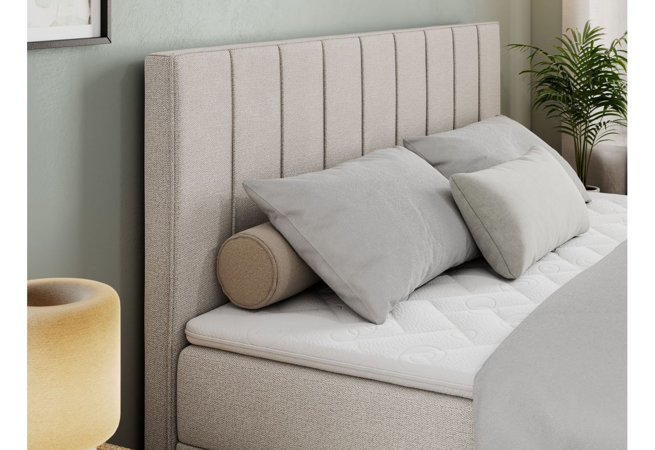 Łóżko kontynentalne ALLY 140x200 - H3 - beżowy, struktura