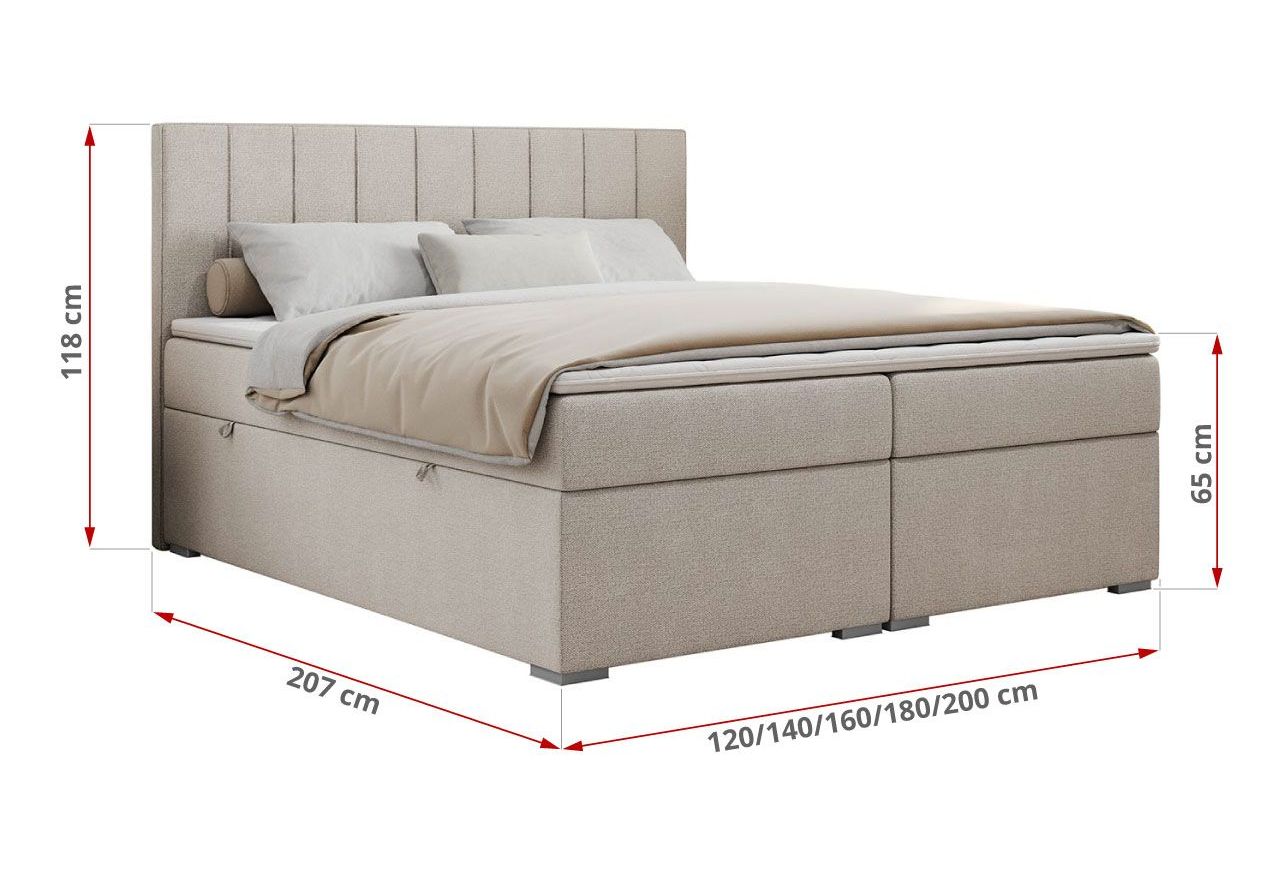 Łóżko kontynentalne ALLY 180x200 - H3 - beżowy, struktura