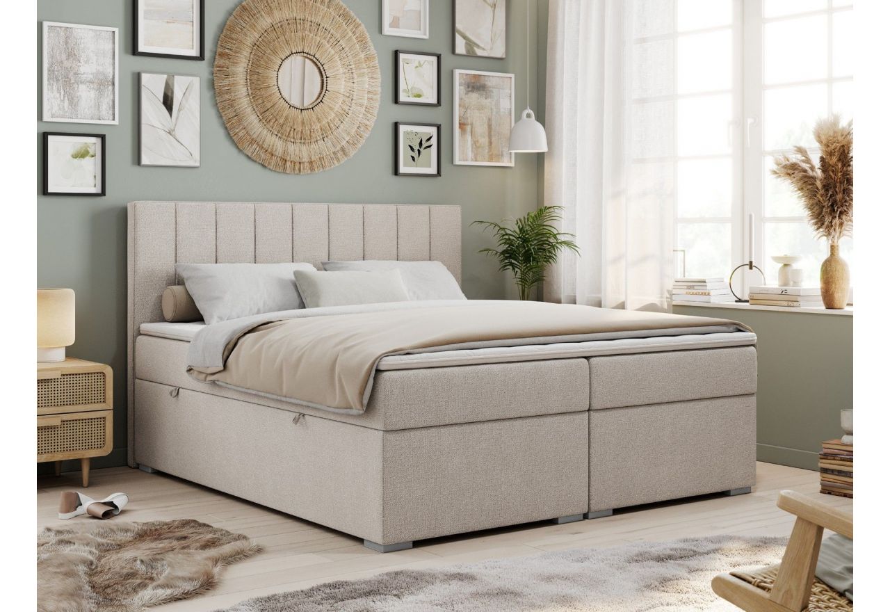 Łóżko kontynentalne ALLY 140x200 - H4 - beżowy, struktura