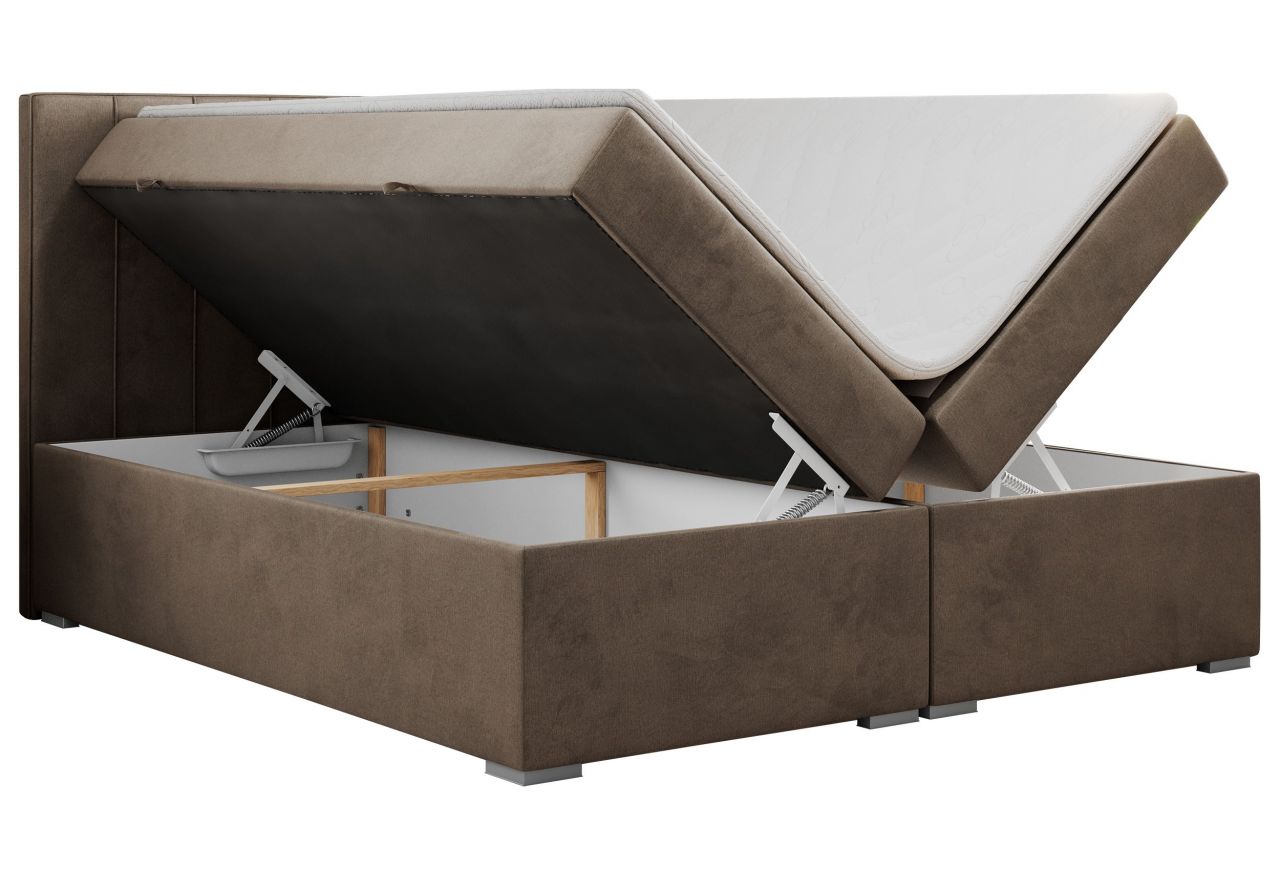 Łóżko kontynentalne ALLY 120x200 - H3 - brązowy, welwet