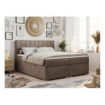 Łóżko kontynentalne ALLY 160x200 - H3 - brązowy, welwet