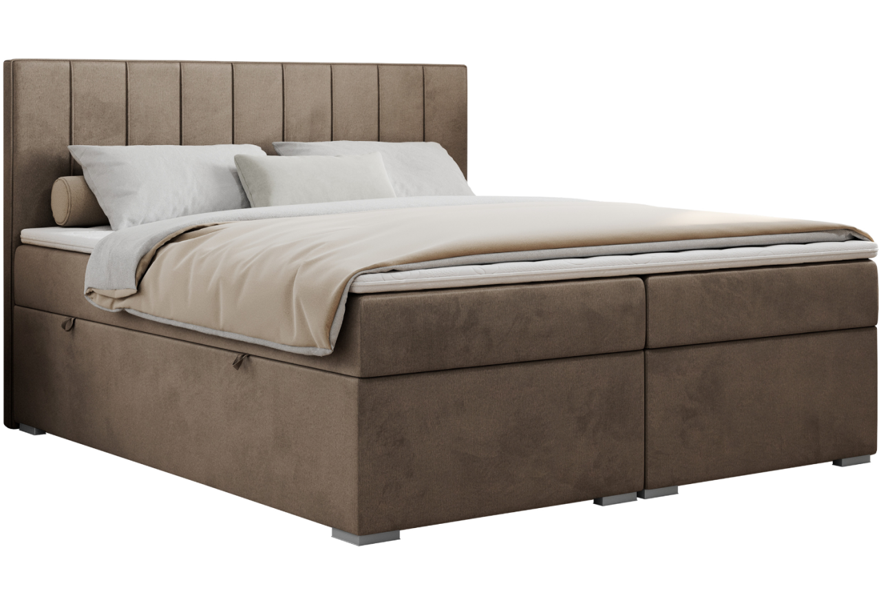 Łóżko kontynentalne ALLY 160x200 - H3 - brązowy, welwet