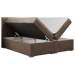 Łóżko kontynentalne ALLY 200x200 - H3 - brązowy, welwet